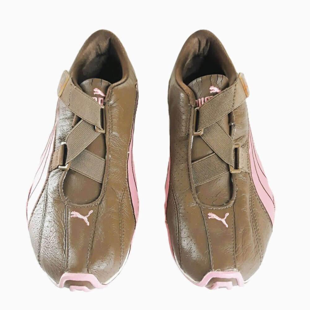 Puma Speedcat Chocolate Brown & Pink Leather Sneaker 10 Hook & Loop Closure - Picture 2 of 13